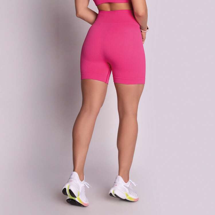 SELENE Bermuda Shorts Seamless Selene Ribbed Sport Women's Gym Fitness Basic Original - Hot Pink - View 1