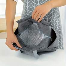 1 Large Capacity Insulated Lunch Bag With Double Pockets, Made Of Thick Aluminum Foil And Durable Oxford Fabric, Equipped With A Fixed Handle, Featuring Heat Insulation And Leak-Proof Functions, Reusable, Waterproof Zipper Lunch Bag