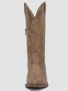 GLOBALWIN Women's Mid Calf Western Cowboy Boots Cowgirl Boots For Women With Floral Embroidery Side Zipper Chunky Heel Fall Boots Halloween Season - 米色 - 查看 7