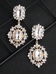 2 đôi bông tai cưới sang trọng bằng hợp kim kẽm đính đá cho nữ, bông tai thời trang cá nhân hóa cho phù dâu, phụ kiện ngày Valentine. - Vàng - Xem 4