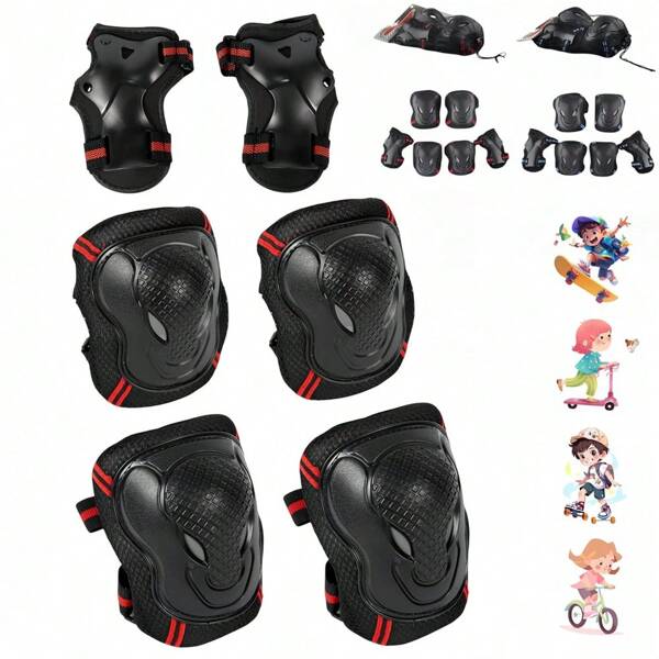 6Pcs/Set Adult Knee Pads And Elbow Pads Set & Wrist Guards For Roller Skating Skating Pads Protective Gear Adult - Roller Skate & Skateboard Pads Gym Accessories Knee Support Sports Knee Pads Gym Knee Pads