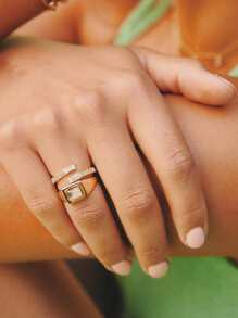 Ewell Unique Elegant High Quality 925 Sterling Silver 18k Gold Plated Zirconia Baguette Wrap Rings For Women Daily Wear