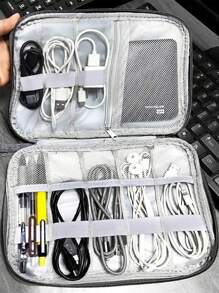 Digital Storage Bag USB Data Cable Organizer For Earphone Wire Bag Pen Power Bank Travel Kit Case Watch Band Pouch Electronics Accessories Portable Charger Charger Case School College Headphone Case Cable Bag Electronic Bag