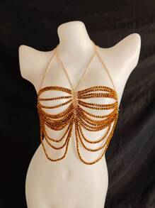Sexy, modische Körperkette, hochwertige Brustkette mit Diamantbesatz, Top-Kette, Hochzeitskleid, Nachtclub-Partyschmuck