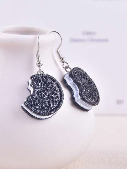 1 Pair Sweet Dessert Cookie Dangle Earrings, Party Decor Jewelry