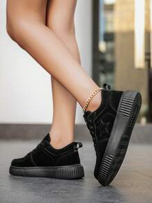 scarpi sportivi casual e confortevoli minimaliste nere con laccio frontale, scarpe sportive da coppia personali per uso quotidiano e campus - nero - Visualizzare 11