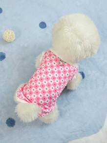 1 pieza Camisa para perros pequeños nueva de diseño de corazón a cuadros bicolor transpirable, con collar y correa incorporada, ligera, para verano