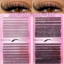 640-Piece Premium Mixed-Style 10D-100D False Eyelash Kit (Includes Adhesive, Tweezers And Brush) - Effortless DIY For Beginners, Achieving A Natural, Voluminous Look - D-Shaped Curl, Reusable - Cat-Eye And Cluster Styles, Lengths 10-18mm