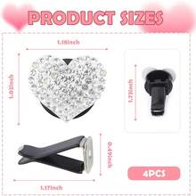 4PCS Heart-Shaped Car Vent Clips With,Bling Vent Clips Car Decorations,Premium Shiny Car Clips Vents CCar Accessories Interior,Trucks,SUVs (White) - Hồ Xanh - Xem 2