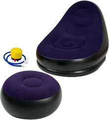 Poltrona Inflável Com Puff Lounge Descanso Com Bomba Confortável Relaxar - Roxo - Visão 6