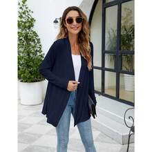 Newchoice Womens Casual Lightweight Long Sleeve Cardigan Soft Drape Open Front Fall Dusters (S-3XL) - Navy Blue - View 8