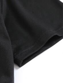 Chic Plus Size Geometric Print T-Shirt For Women - Casual Crew Neck, Short Sleeve Top, Perfect For Spring & Summer, Machine Washable - 黑色 - 查看 5