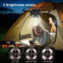 Camping Fan With LED Lantern, 20000mAh Rechargeable Battery Operated Outdoor Tent Fan With Light & Hanging Hook, 4 Speeds,  Dual Motor & LED Light For Tent, Beach, Jobsite, Emergency ﻿(Orange)