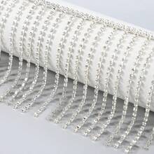Rhinestone Fringed Trim (Width: 8 Cm/3.15 Inches) - Glass Crystal Fringed Chain For Sewing And Handcrafting, Clear Sparkling Decorative Rhinestones For DIY Clothing, Shoes, Bag Accessories
