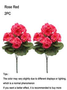 4/2pcs Artificial Shrubs Geraniums Realistic UV Protected Red Pink Begonia Flowers With Green Foliage For Indoor & Outdoor Decor, Perfect For Garden, Porch, Patio, Window Box, And Hanging Planter, Garden Decor , Christmas, Halloween, Thanksgiving, Valentine's,Maintenancefree Plants, Artificial Outdoor Flowers Shrubs