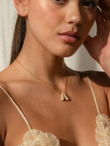 MECYLIFE 1 件式微镶嵌锆石泡泡字母吊坠项链，26 个字母 - 方珍珠鍊+字母 - 查看 4