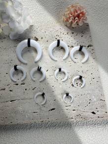 9pcs Punk Earrings Set: Acrylic Colorful Glitter, U-Shape Cattle Horn Pointed Ear Plugs, Piercing Insertion Tool, Body Piercing Threader, Party Jewelry, Suitable For Holidays, Corresponding To The Red Customer