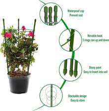 Plant Support Tomato Cages For Garden,4 Pack 18 Inch Tomato Stakes Plant Stakes For Climbing Plants Adjustable Plant Trellis For Peony Support(4 Pack With 20M Garden Twist Tie)
