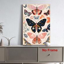 1pc Vintage Butterflys Painting Watercolor Plant Poster Butterfly Botanical Wall Art Boho Butterfly Print Insect Canvas Wall Art Colorful Butterflys Painting Rustic Animal Pictures NO Frame