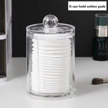 1 Transparent Cleaning Swab Storage Jar With A Lid, Cleaning Swab Box Makeup Pad Dispenser, Cleaning Swab Storage Jar, Cleaning Swab, Dental Floss Pick, Bathroom Tiling Accessories Storage Container Back To School