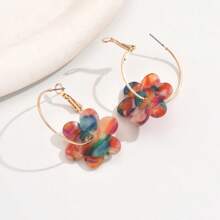 1 par de pendientes acrílicos con colgantes florales coloridos para mujeres, adecuados para regalos y uso diario