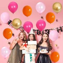 24pcs 10inch Light Pink & Orange Metallic Gold Balloons, Suitable For Summer Tropical Theme Party, Graduation, Back To School, Wedding, Engagement, Birthday, Bridal Shower, Balloon Decor, Photo Props - Orange - View 2
