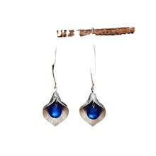 Long Earrings Styling Blue Vintage Earrings Popular Fashion Female New Models - 銀 - 查看 5