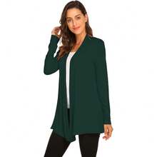 Newchoice Womens Casual Lightweight Long Sleeve Cardigan Soft Drape Open Front Fall Dusters (S-3XL) - Dark Green - View 4