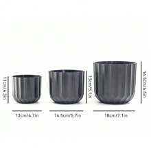 Set de 3 macetas negras | Maceteros redondos minimalistas modernos | Adecuados para suculentas, plantas de interior y exterior | Jardinería y decoración del hogar