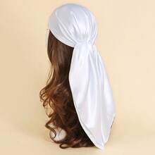 1入組多色純色90平方頭巾，適用於日常佩戴，可用作髮帶、頭帶，裝扮形象的理想選擇 - 白色 - 查看 12