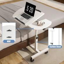 Angle & Height Adjustable Rolling Table Desk,Laptop Notebook Stand Tiltable Tabletop Desk For Home,Office,White
