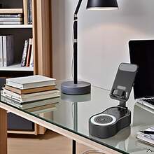 无线感应音频蓝牙音箱 - 五合一感应支架蓝牙音箱、便携式 360° 旋转折叠升降移动电源支架、音频移动电源支架、可折叠手机支架、移动电源和灯 - 桌面/家庭/办公室 - 彩色 - 查看 6
