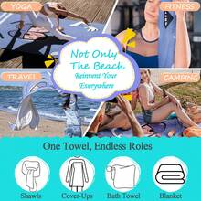 1pc Cute Cartoon Character Beach Towel - Soft, Light Blue With White Stripes, Perfect For Sunbathing And Picnics, Beach Accessories Playful Design Durable Fabrics Beach Essentials