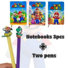 SuperMario 1 Set mit 3 Mini-Taschennotizbüchern aus Kunstleder mit 2 dazu passenden Kugelschreibern - tragbare Mini-Notizbücher mit je 100 Blatt, 100 Seiten, Lesezeichen, verschiedene Stile, kreative Mehrfarbstifte - geeignet für Reisen, Büro, Schule, Buchhaltung, Mini-Taschennotizbücher und zum Mitschreiben, Partygaben, Schulmaterial, Schulanfang