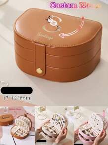 1pc 3-Tier Jewelry Organizer Box, Large Capacity Multi-Purpose Custom Personalized Name/Text Jewelry Storage Box PU Leather High-End Exquisite Earrings Necklace Multi-Compartment Jewelry Box - Ideal Gift For Bridesmaids, Birthday, Anniversary, Valentine's Day, Wedding, Best Friend, Mom, Wife, Excellent For Travel