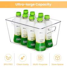 YIHONG 6 Pack Clear Pantry Organizer Bins, Plastic Containers With Handle For Kitchen,Freezer,Cabinet,Closet,Bathroom Under Sink Storage - 4 - 查看 6