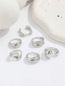 6 Stücke schlichte, geometrische, überdimensionierte Modeinge, Vintage, retro Ringe in Goldfarbe, klassisch für Frauen