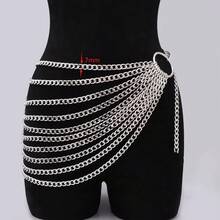 1pc European And American Vintage Multi-Layer Metal Chain Tassel Waist Chain, Retro Style - Gold - View 6