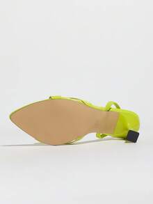 Sandalias de tacón alto de mujer, de estilo elegante y elegante, de color amarillo mostaza, con acabado brillante tipo espejo, puntiaguda, con correa de tobillo, ideales para fiestas, exteriores y salir de fiesta en primavera/verano - Mostaza Amarilla - Ver 8