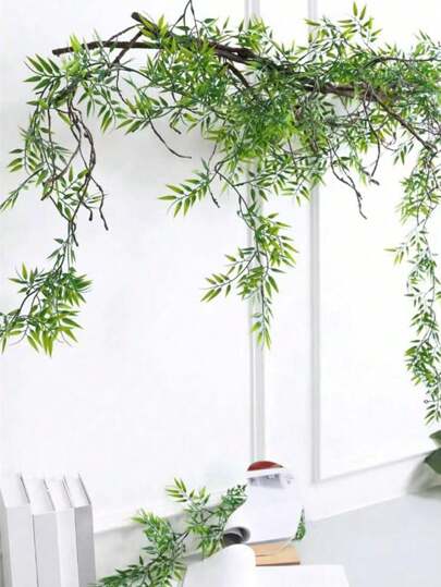 1 Stück/3 Stück künstliche Mini Bambus Blatt Ranken - geeignet für Zuhause, Garten, Klimaanlagenrohrabdeckung, Innen-/Außen-Hängedekoration ganzjährig, Künstliche Pflanzen