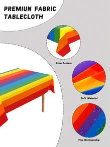 1pc/2pcs Rainbow Pattern Disposable Square Plastic Tablecloth, Waterproof & Oilproof, Suitable For Events, Gatherings, Parties
