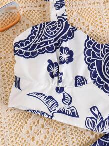 2 peças/Conjunto Casual de Meninas Pré-adolescentes com Laço e Conjunto de Calça Reta de Cintura Alta, Adequado para Férias na Praia, Verão