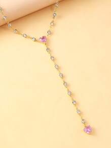 1 pieza Elegante collar gargantilla de moda europea y americana con colgante de corazón doble y decoración con borla
