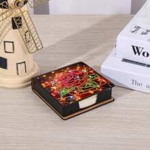 1pc Rose Flower Design Diamond Art DIY Asymmetrical Crystal Rhinestone Painting, Black Faux Leather Memo Pad Box With 160 Sheets, Ideal For Home, Office And School Supplies, Craft, Cute Stationery, Holiday Gift