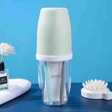 1pc Couple Creative Toothbrush And Mouthwash Mug Set With Lid, Portable Travel Toothbrush Holder, Durable Plastic, Suitable For Toothbrush Storage