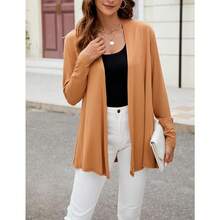 Newchoice Womens Casual Lightweight Long Sleeve Cardigan Soft Drape Open Front Fall Dusters (S-3XL) - Khaki - View 5