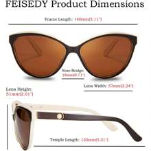 Women's Luxury Cat Eye Polarized Fashionable Glasses With Elegant Protection, Gradient Brown Lenses, Shiny Black Frame, Perfect For Driving And Fishing