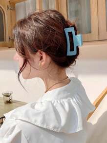 1pc Women's Hair Accessory (3 Colors Available), Summer Sky Blue Series Solid Ditsy Floral Transparent Ombre Print Square Hair Claw Medium, Afternoon Tea, Sweet & Hair Clip