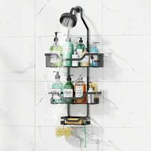 OYAJIA Shower Caddy Over Shower Head: Adjustable Hanging Bath Organizer With Soap Tray, 3-Tier Baskets & 4 Hooks For Razor, Loofah - Black Back To School - Black - View 11