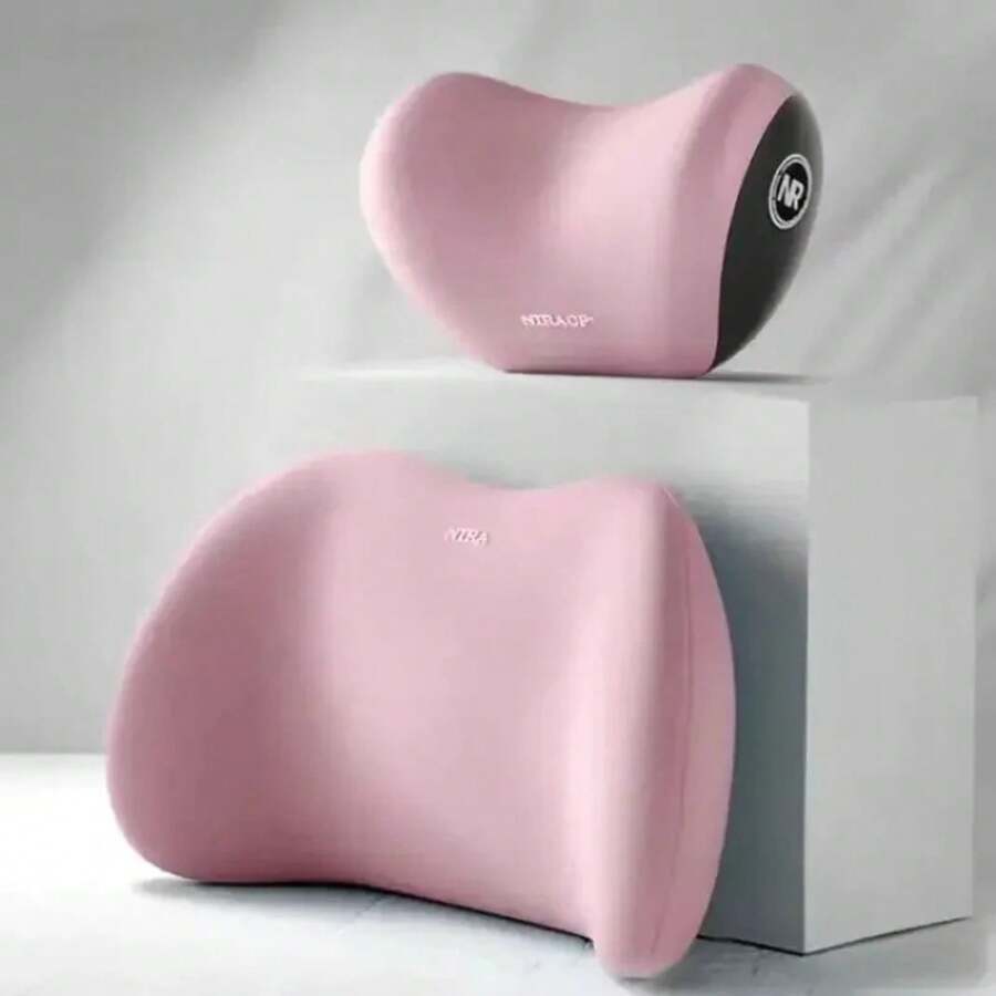 Almohada de cuello para coche de confort, almohada de cabeza de espuma viscoelástica, almohadilla ajustable para el cinturón de hombro, utilizada para aliviar el dolor de cuello al conducir. - Marrón - Ver 1